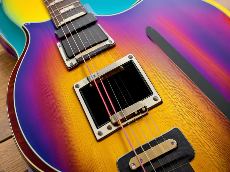 Smartphone mit bunter Gitarren-App fürs Gitarre lernen neben einer echten Akustikgitarre