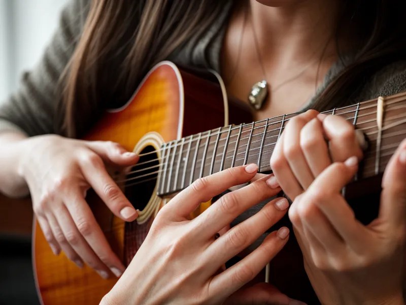 Fingerspitzen mit roten Abdrücken der Gitarrensaiten nach dem Übungsblock als Wiedereinsteigerin