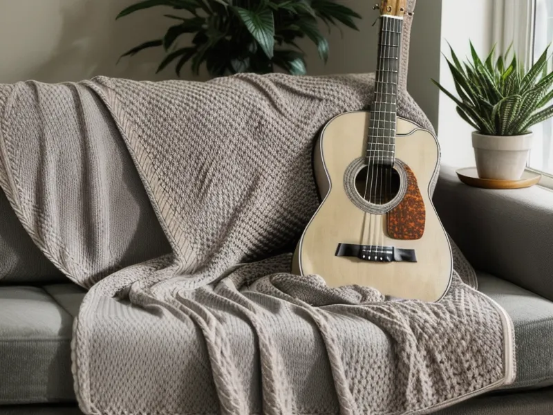 Clip-on-Stimmgerät an der Kopfplatte zeigt grünes Licht beim Gitarre stimmen