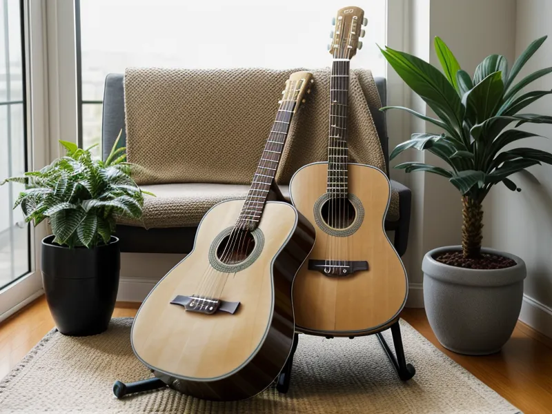 Gitarre lernen als Erwachsene — meine Gitarren-Routine im Michigit-Erfahrungsbericht, Gitarre lehnt an der Heizung neben dem Schreibtisch